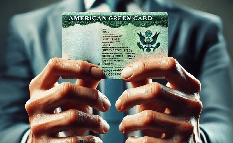 uma pessoa segurando um Green Card americano