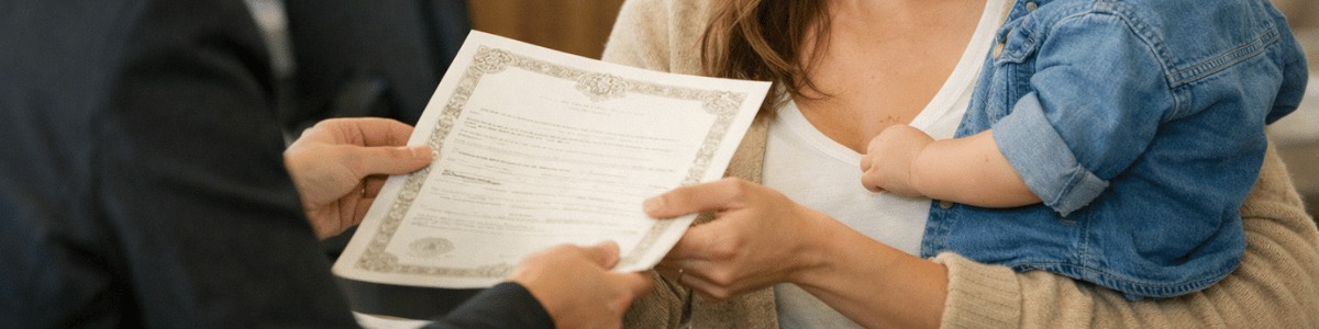 certidão de interdição e curatela Imagem realista em ambiente de cartório, com iluminação suave e natural